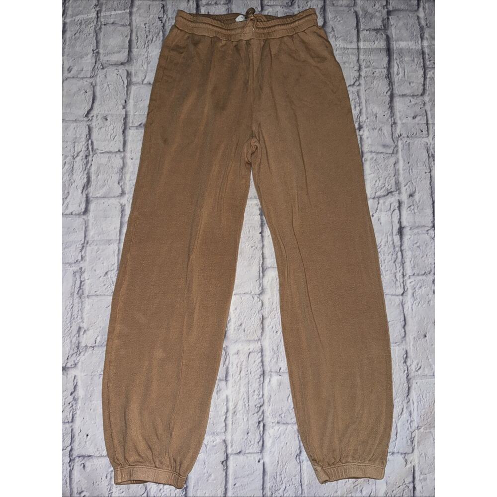 Reformation Tan Joggers Pants Tapered Leg Tencel Size M USA Comfort Pull On